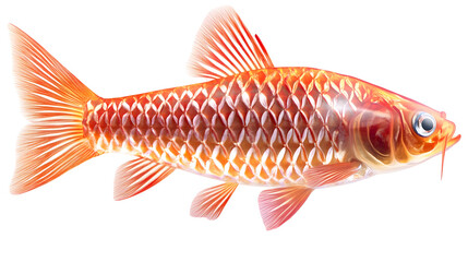 Realistic Photo of Red Fish with Transparent Background in Detail