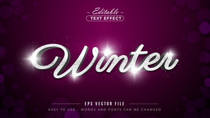 Glowing text winter, editable text effect.