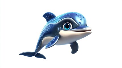 Fototapeta premium Cute cartoon dolphin, water droplets