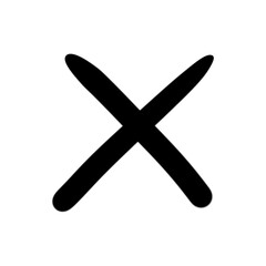 Cross mark doodle icon with hand drawn design for graphic element