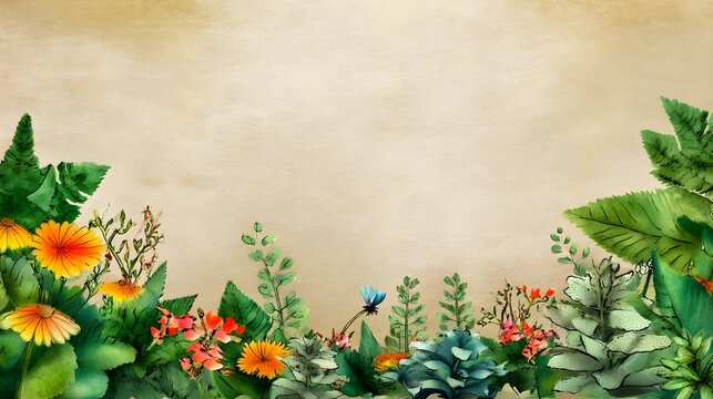 Watercolor Floral Border, Botanical Art - Watercolor art