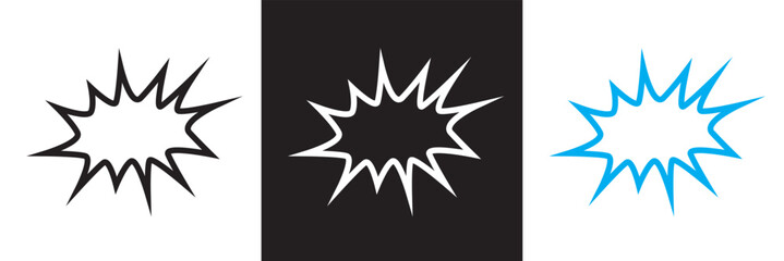 Explosion Comic Bubble icon. Vector for websites, mobile interfaces, presentations, banner, visual branding etc. Vector illustration. isolated on white and black background. EPS 10