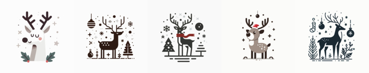 collection of vector images of Christmas reindeer