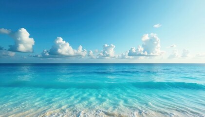 Obraz premium Azure ocean meets vibrant sky, endless horizon , serene, water, paradise