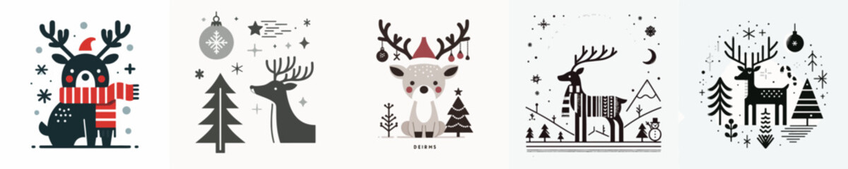 collection of vector images of Christmas reindeer