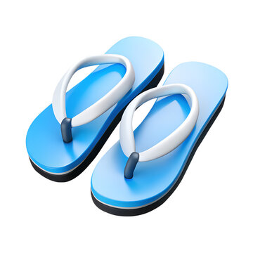 Blue flip-flops 3D icon without a background