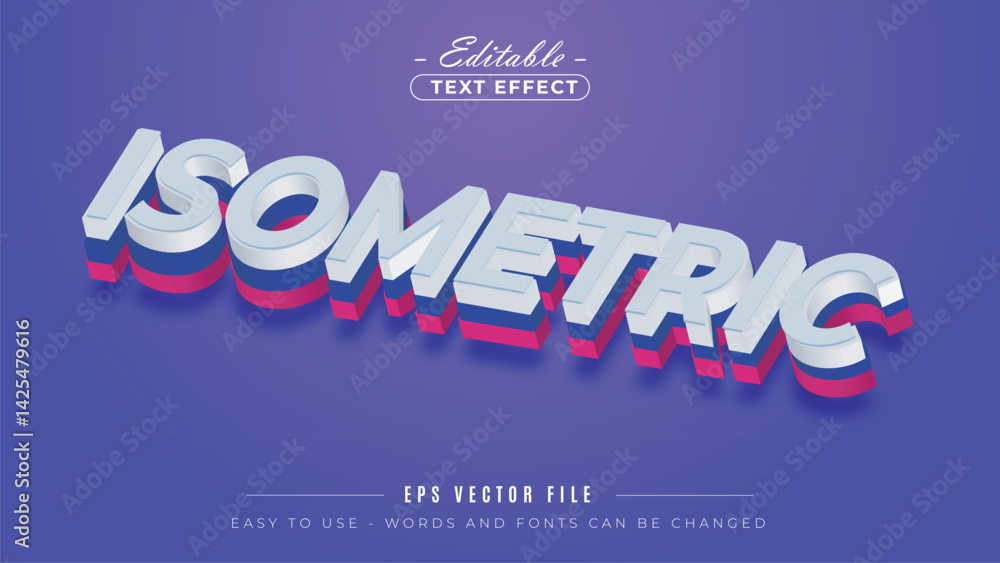 Poster isometric text style, editable text effect.