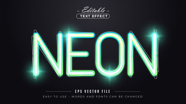 Green neon light, editable text effect.