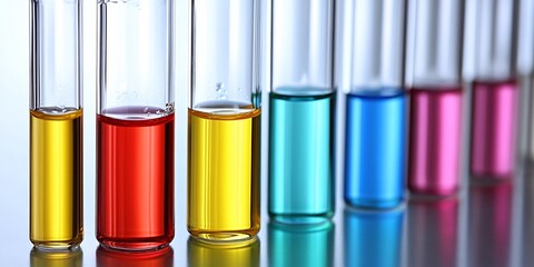 vibrant test tubes with colorful liquids for scientific research and laboratory analysis