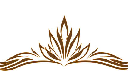 Elegant Brown Floral Ornament Vector Illustration on Transparent Background