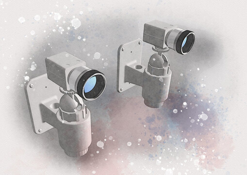 Surveillance cameras, illustration
