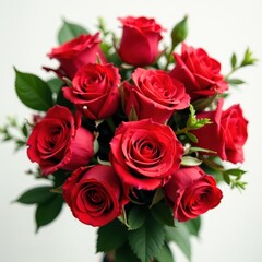 Obraz premium Intricate arrangement, overlapping red roses, varied blooms, floral, scarlet