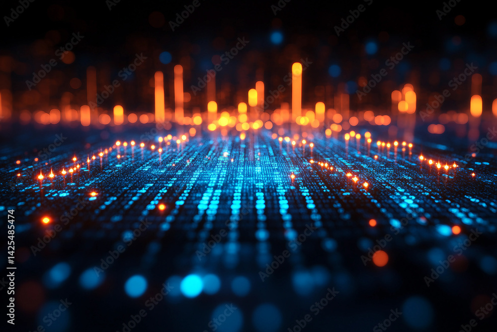 Poster 3d review board with floating holographic charts and graphs, representing analytical review generate