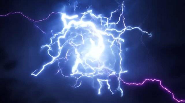 Electric Lightning Storm with Glowing Energy