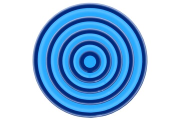 3d render of a blue spiral circle, target, round, dot, spiral icon, symbol, sign, button, circle on white background. Decoration element