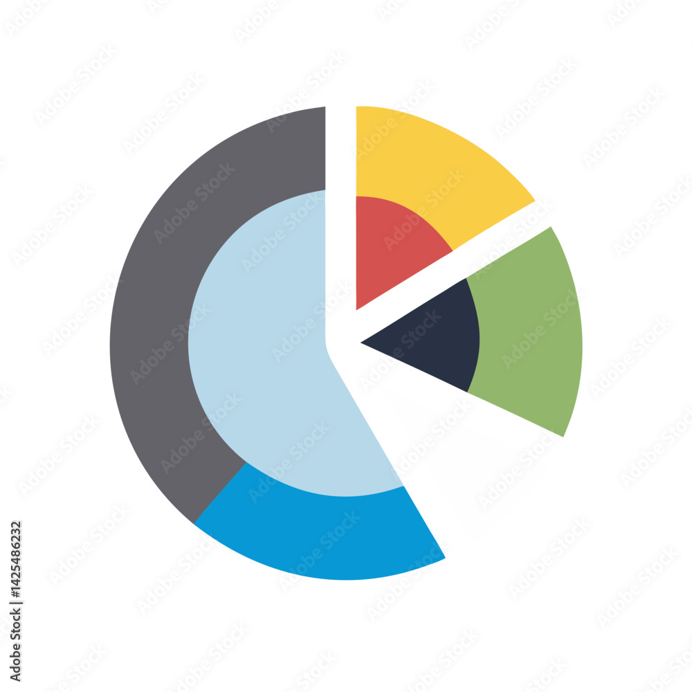 Poster creative pie chart design displaying diverse data segments in vibrant colors for an informative pres
