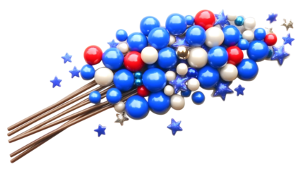 Festive Abstract Patriotic Decoration with Blue Red and White Spheres and Stars