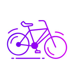 Fototapeta premium Bicycle illustration in vibrant purple colors showcasing motion and energy in a minimalist style