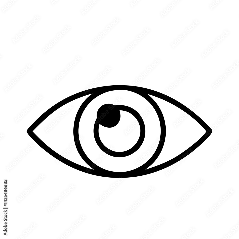 Poster symbolic representation of an eye designed with simple geometric shapes conveying observation and pe