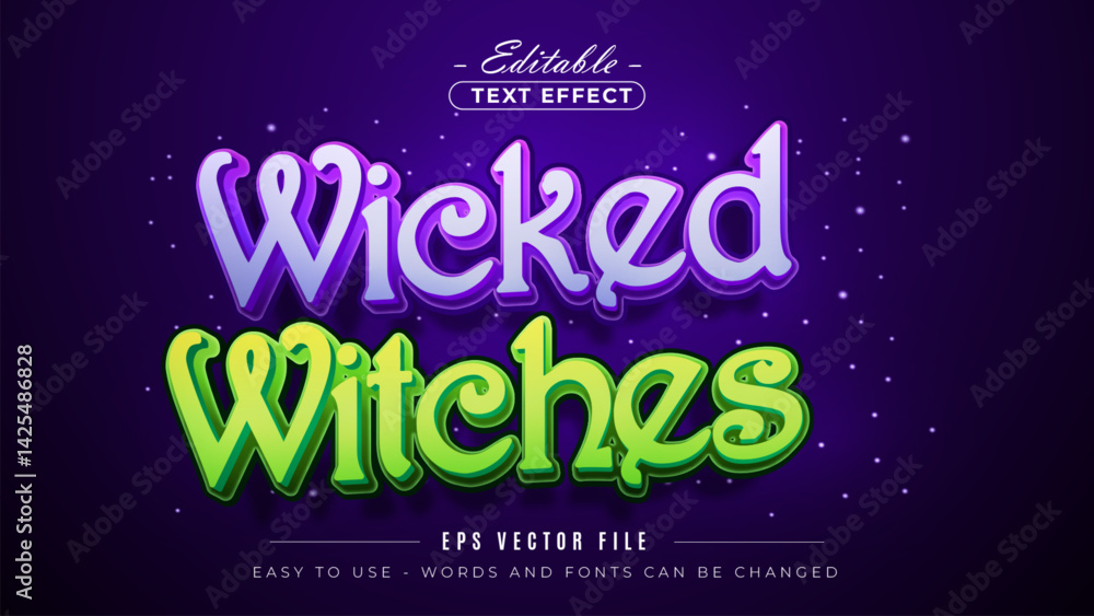 Poster wicked witches text style, editable text effect.