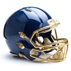 Fototapeta premium Football helmet navy and gold color isolated on white background