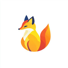 Obraz premium Vibrant Geometric Fox Design on White Background for Branding and Creative Projects