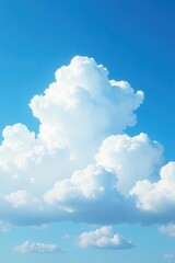 Naklejka premium Serene blue sky, fluffy white cumulus clouds Ideal for peaceful background , atmosphere, white, image