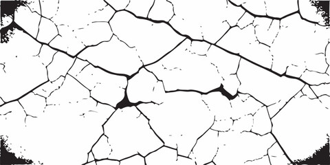 White Surface Texture In Pieces.Grey plaster facade house wall with dark cracks.White black grey concrete wall, floor with cracks, texture background, cracked paint