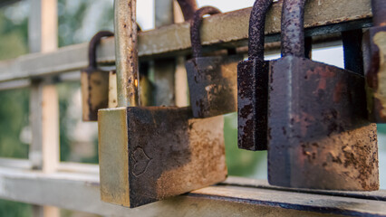old iron padlock close up