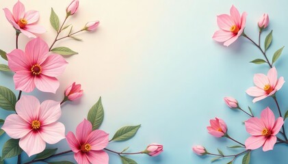 Fototapeta premium Subtle floral motif in calming pastel hues forming a continuous design , beauty, bloom, light