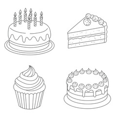 Pastry shop logo. Set of black cupcakes, muffin logo. Vector illustrations isolated on white background. Can be used as icon, sign or symbol - cupcake silhouette, cake, sweet pastries, muffin.
