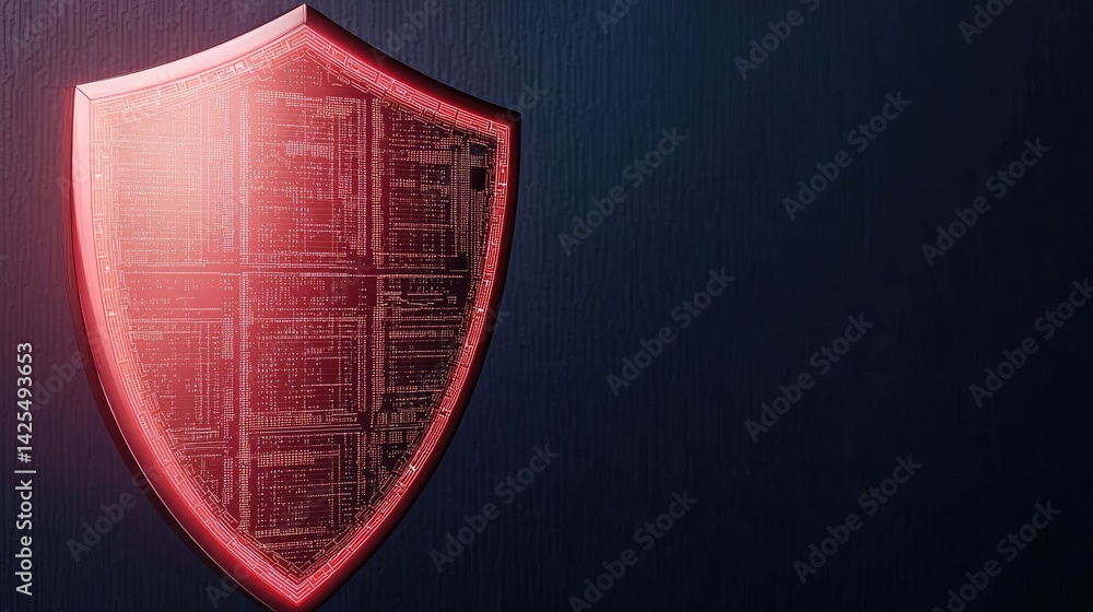 Poster digital shield with medical cross healthcare protect cyber concept. digital shield symbolizing cyber