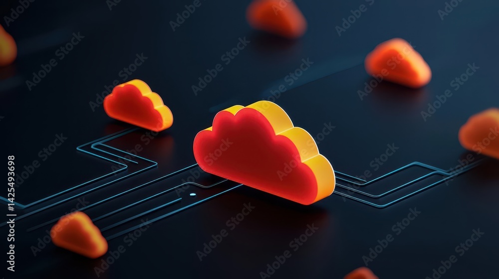 Aufkleber cloud storage with data protection management. secure cloud systems with encrypted pathways, radiant