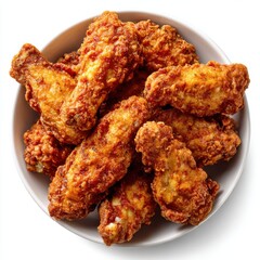 Fried chicken wings served in bowl isolated on white background