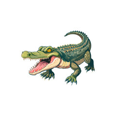 Obraz premium Aggressive Crocodile Vector – Wild Reptile Mascot Logo Illustration