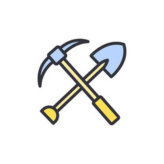 Mining tool colored icons, minimalist vector illustration ,simple transparent graphic element .Isolated on white background