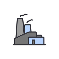 Factory colored icons, minimalist vector illustration ,simple transparent graphic element .Isolated on white background