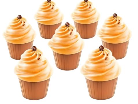 Isolated Cupcakes Illustration with Creamy Frosting and Chocolate Sprinkles