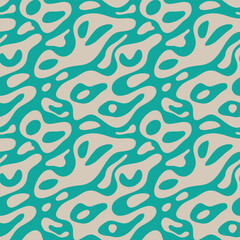 Abstract wavy shape seamless pattern illustration. Modern minimalist art print background of psychedelic curvy shapes on colorful pastel backdrop. Neon fashion fabric, liquid texture design