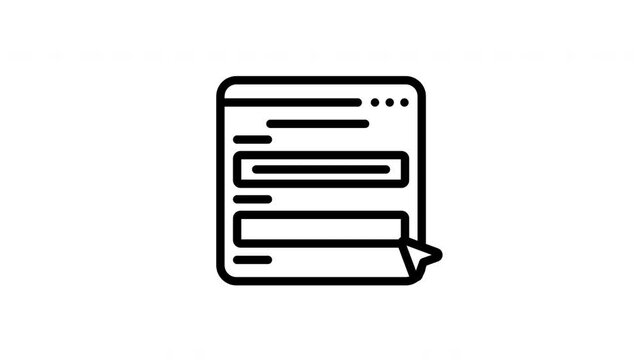 Animated black and white drawing of a web form