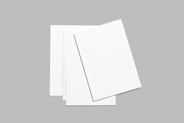 White realistic blank paper page. Vector sheet paper A4 format with shadows. A4 Flyer blank mockup