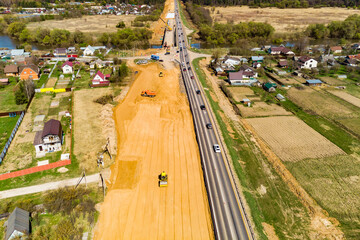 Reconstruction of the federal highway M-3 near the village of Spas-Zagorye, Kaluga region, Russia....