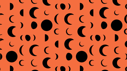 seamless pattern with MOON PHASES ORANGE