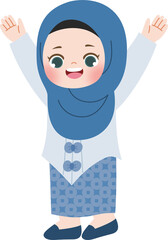 cute cartoon girl wear kebaya for kartini day