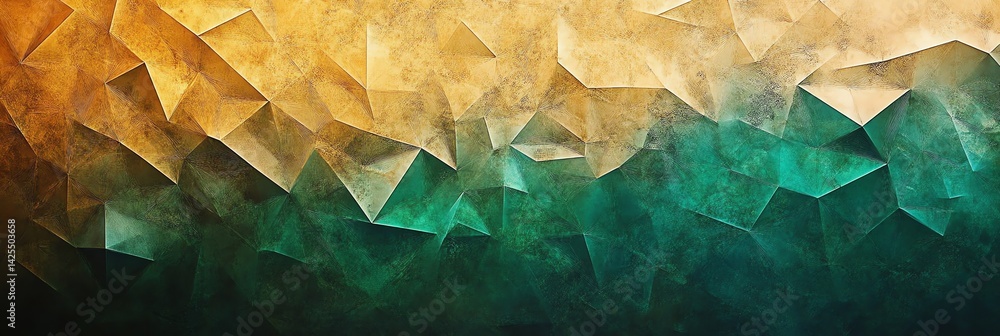 Poster abstract geometric background with green and gold gradient for texture