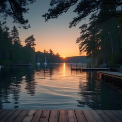 Obraz premium sunset on the river