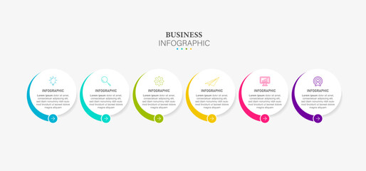 Business process infographic template. Circle design with 6 options or steps. Vector illustration graphic design