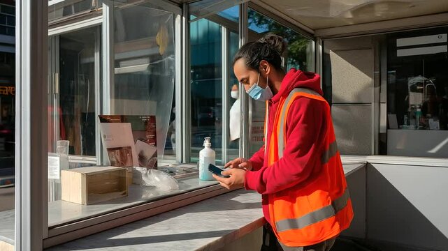 Expert Phone Screen Repair at Kiosk in Bright Afternoon Light