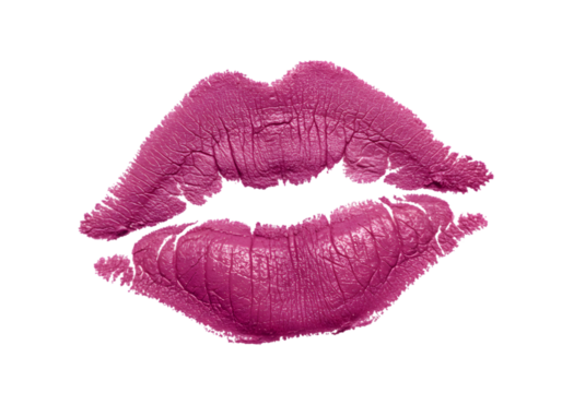 Pink Lipstick Kiss Print: Romantic Lip Imprint Image transparent background - Powered by Adobe