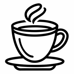 Cup Of Coffee Line Icon black vector on white background.